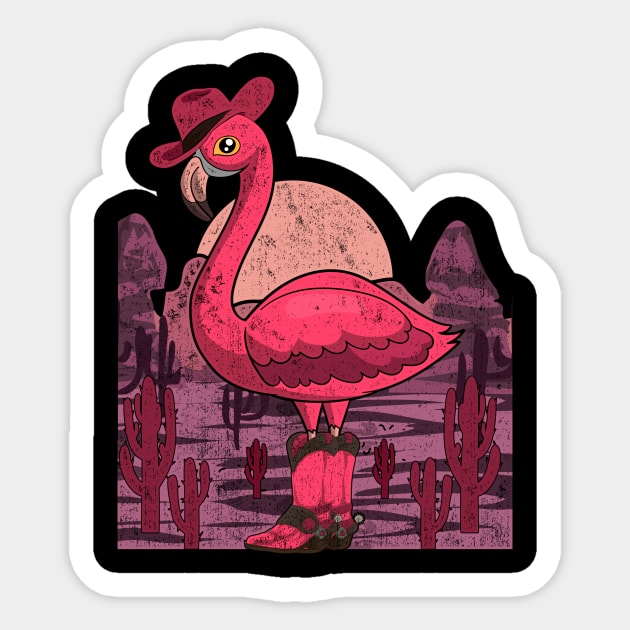 Country Lover Funny Cowboy Animal Pink Flamingo Sticker by shirtsyoulike